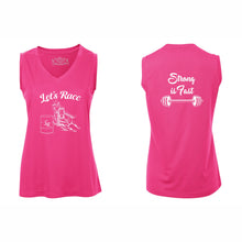 Load image into Gallery viewer, LADIES' PRO TEAM SLEEVELESS V-NECK TEE - L3527 - LET'S RACE - HP "STRONG IS FAST"